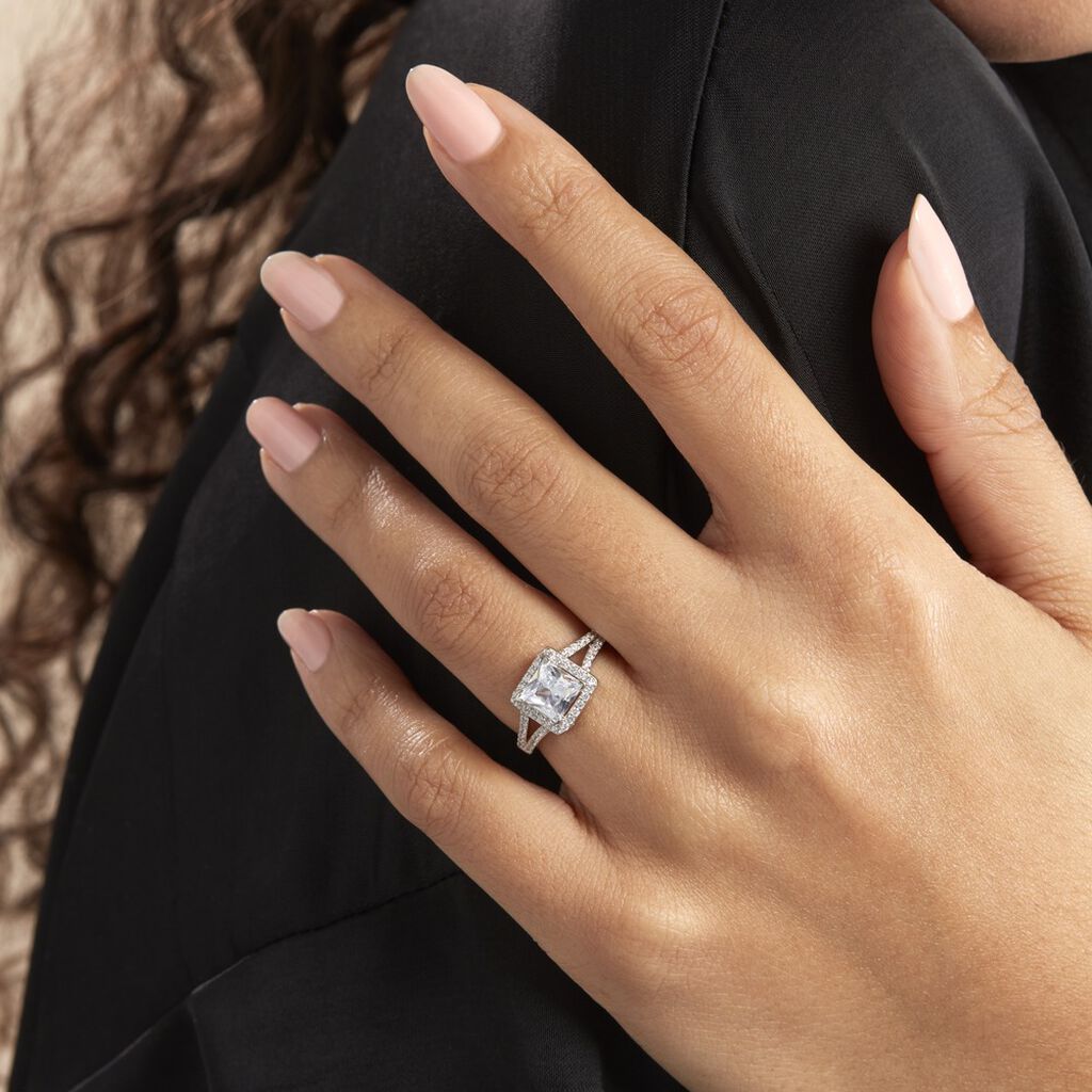 Bague Solitaire Wilona Argent Blanc Oxyde De Zirconium