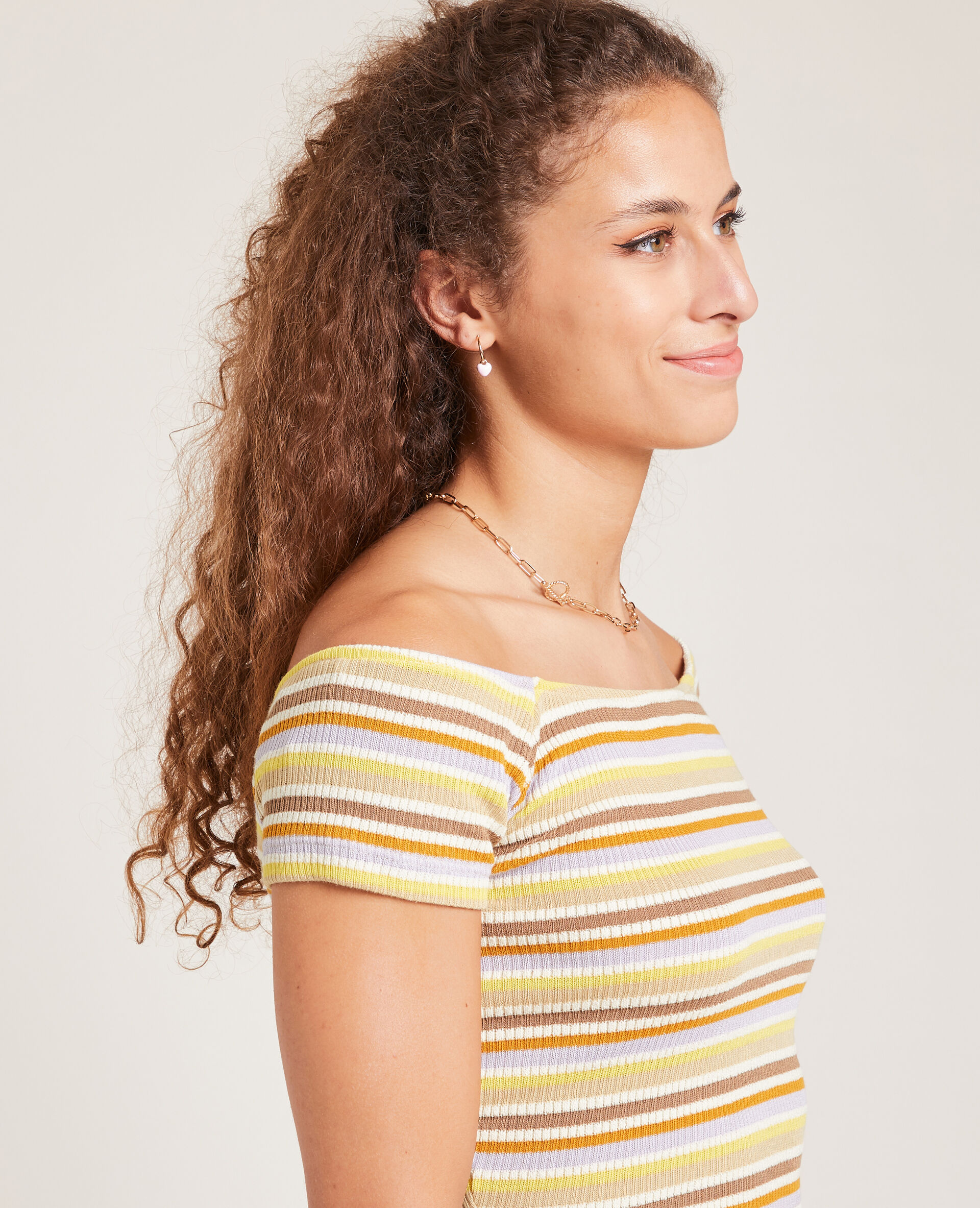 Top court en maille tricot - Violet