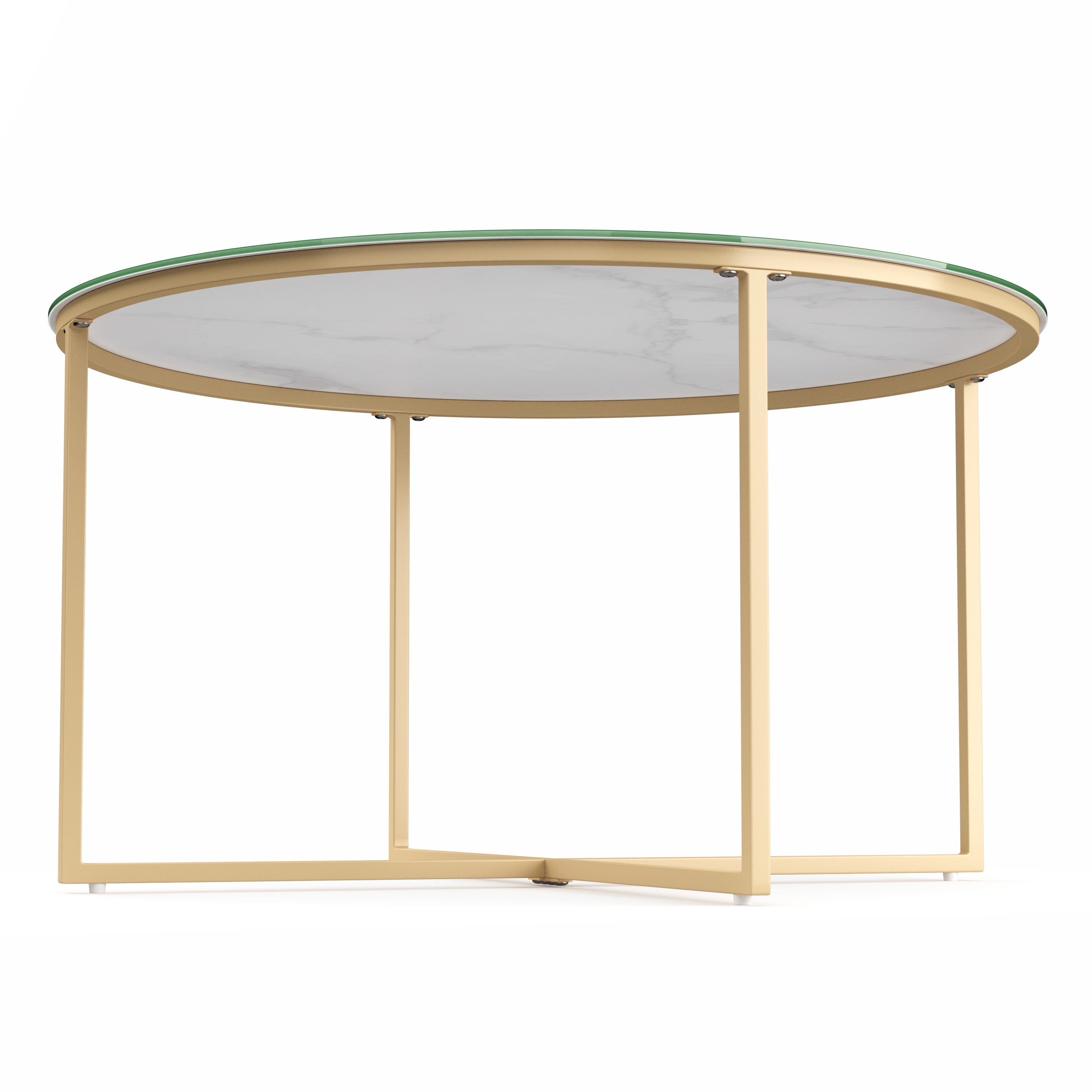 Beistelltisch Glas AMARA rund weiss/gold