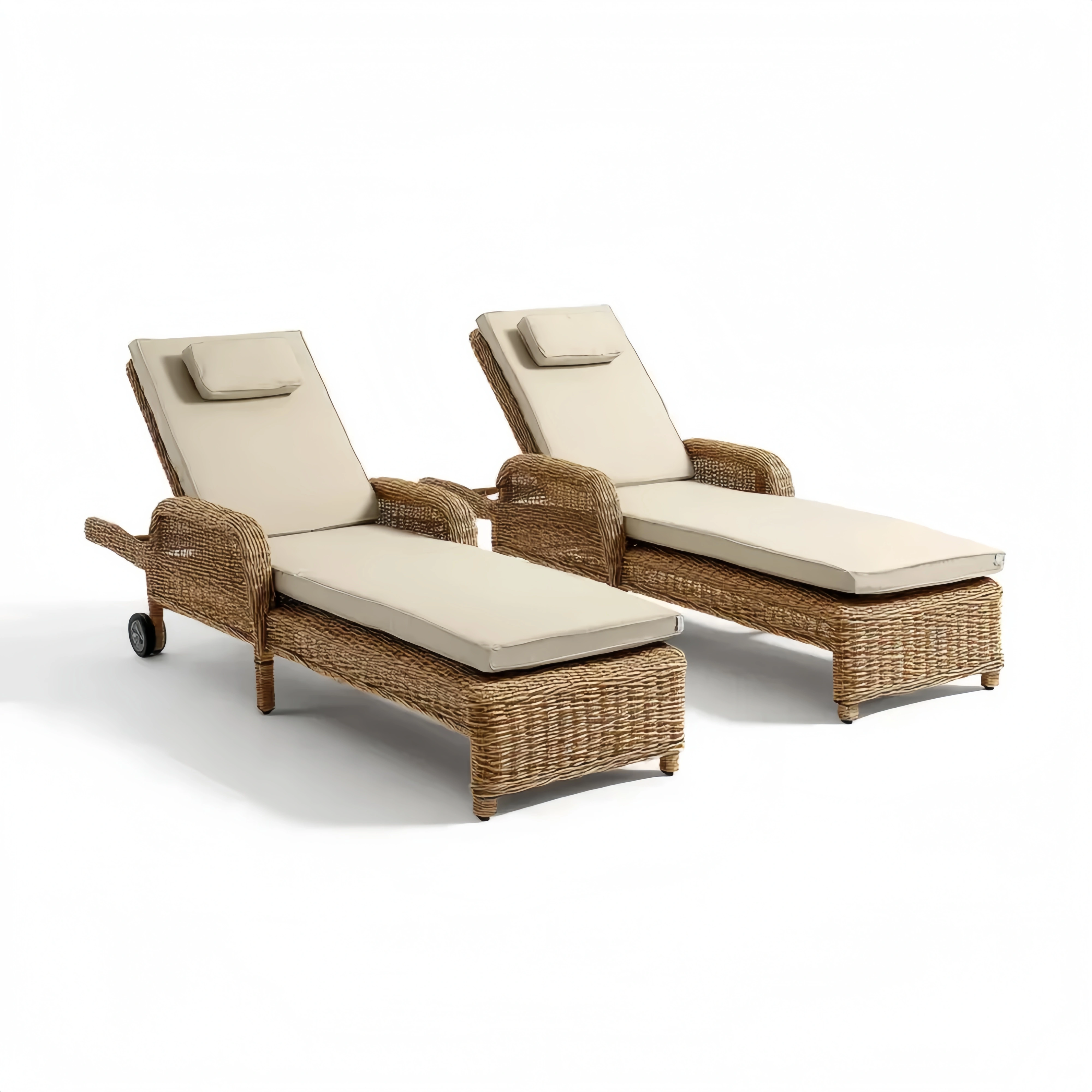 Sonnenliege-Set Polyrattan 200x65x35 cm - Beige