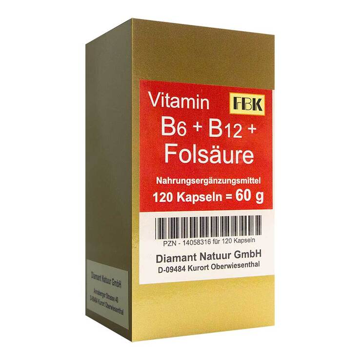 Vitamin B6 + B12 + Folsäure Kapseln, 120 St