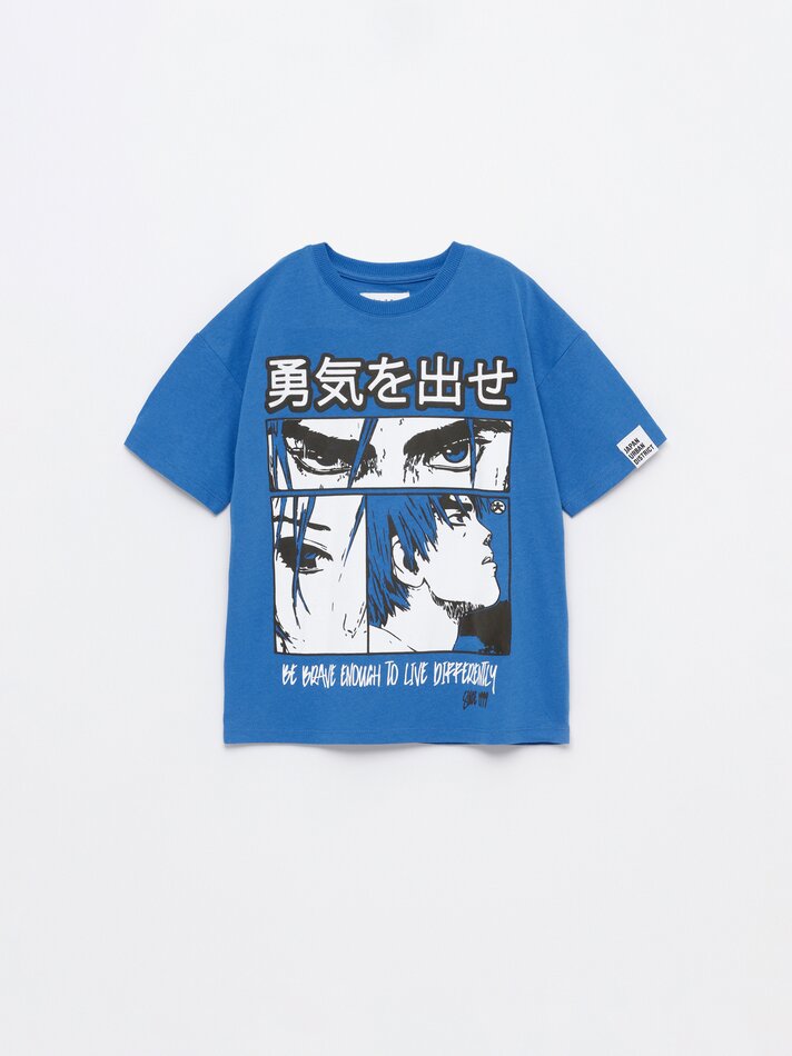 Camiseta com mangas estampadas - Azul Royal