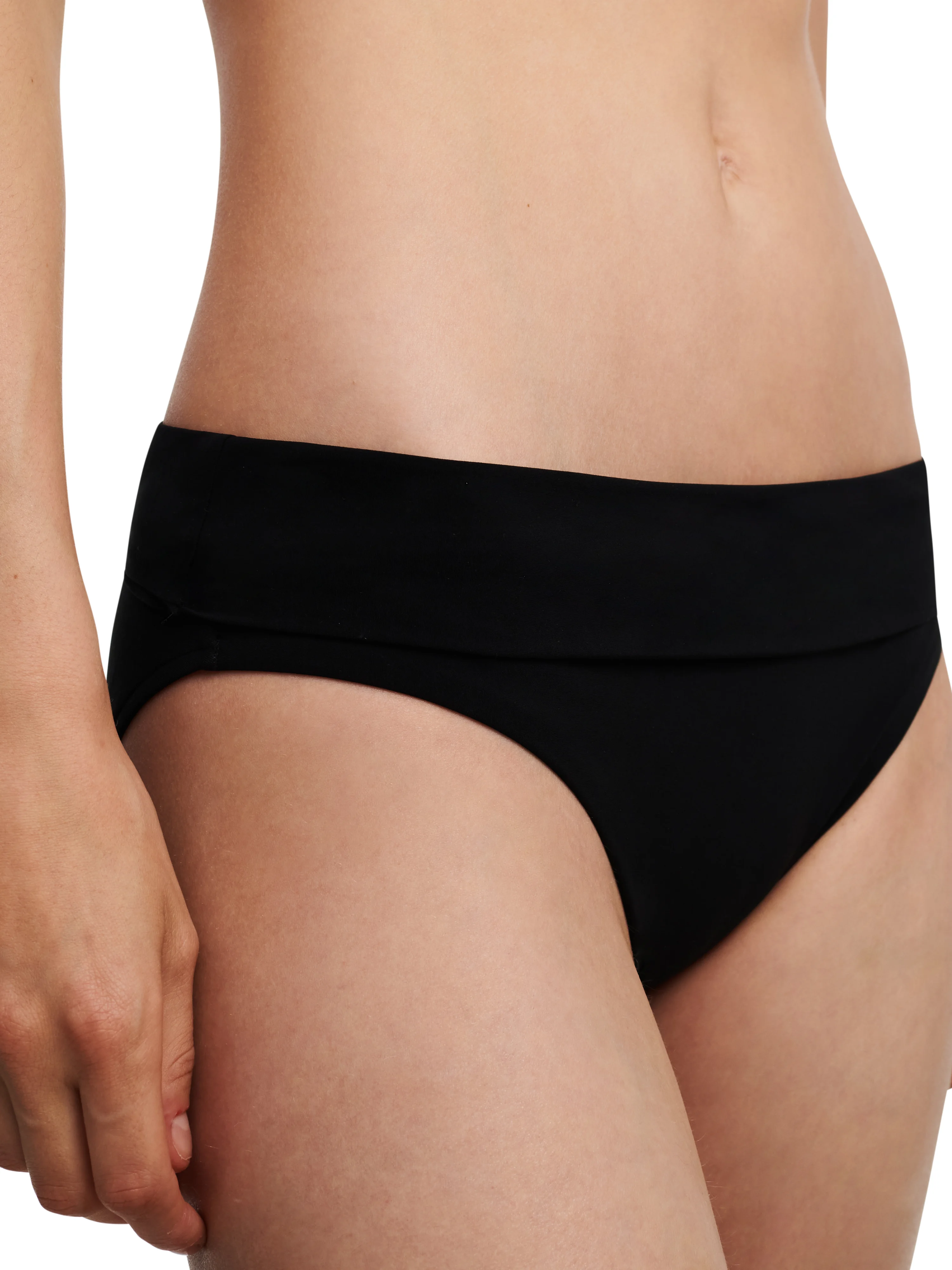 EMBLEM - Bas de maillot de bain culotte taille haute ajustable | Noir