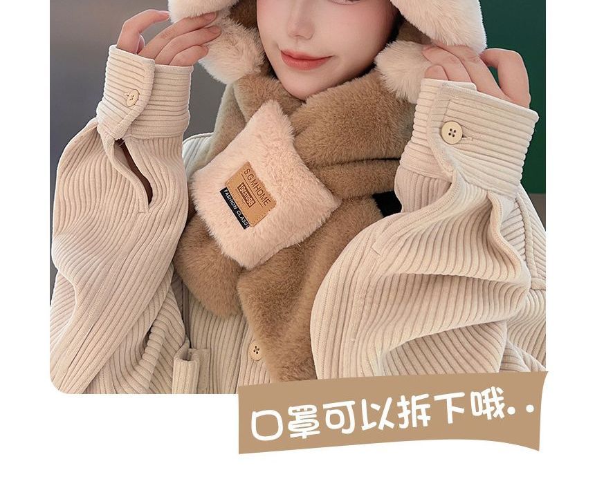 Dreamaway - Hertenhoorn Chenille Capuchonsjaal met Gezichtsbedekking