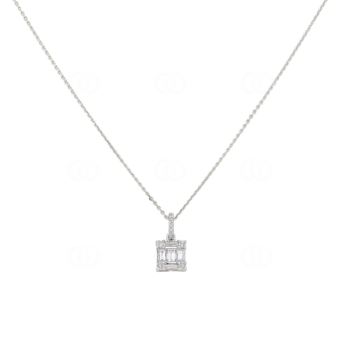 Collier mit Anhänger 750/18 K Weissgold  mit Diamanten 0.21 ct H/si