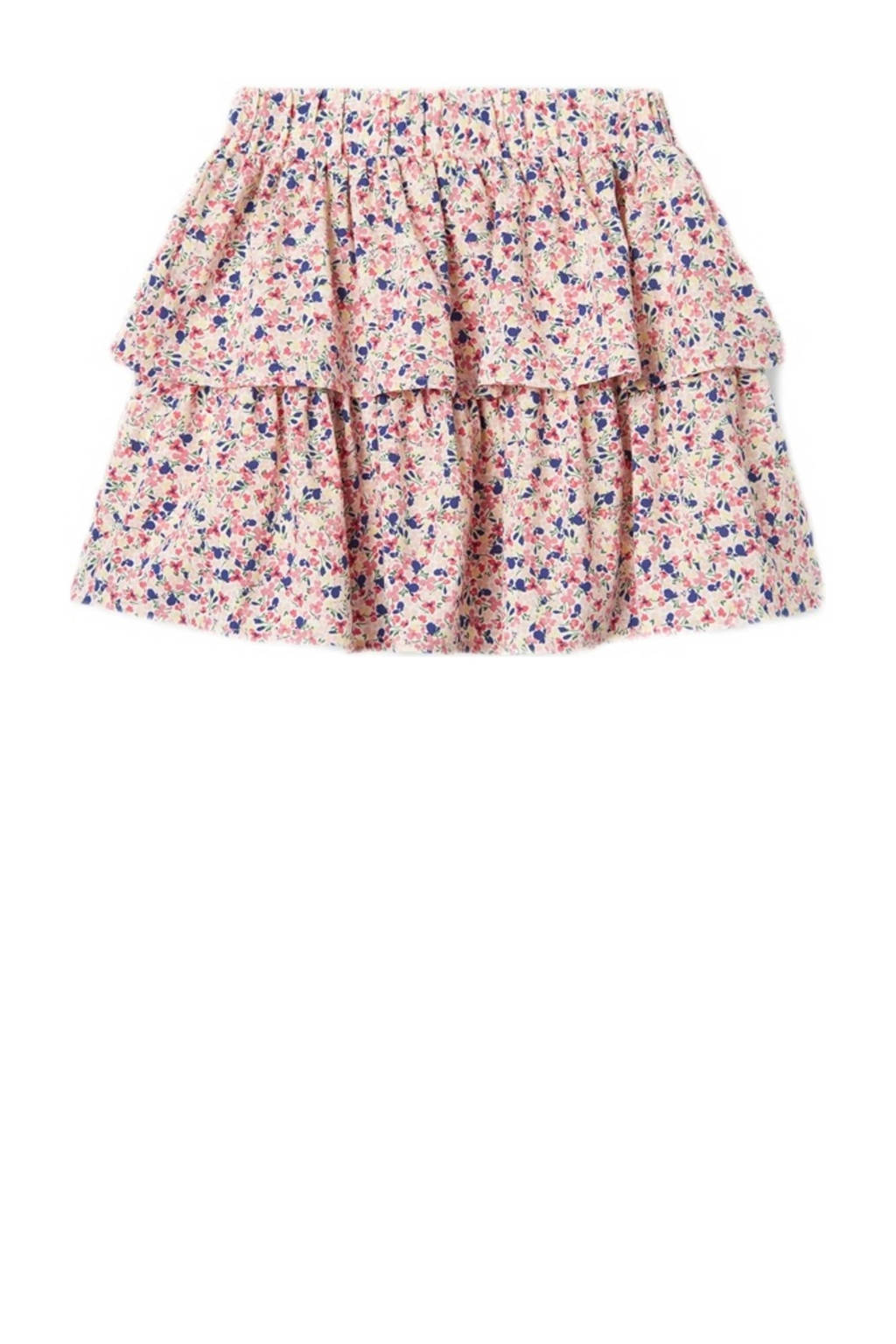 NAME IT gebloemde rok NKFVINAYA roze/blauw/geel