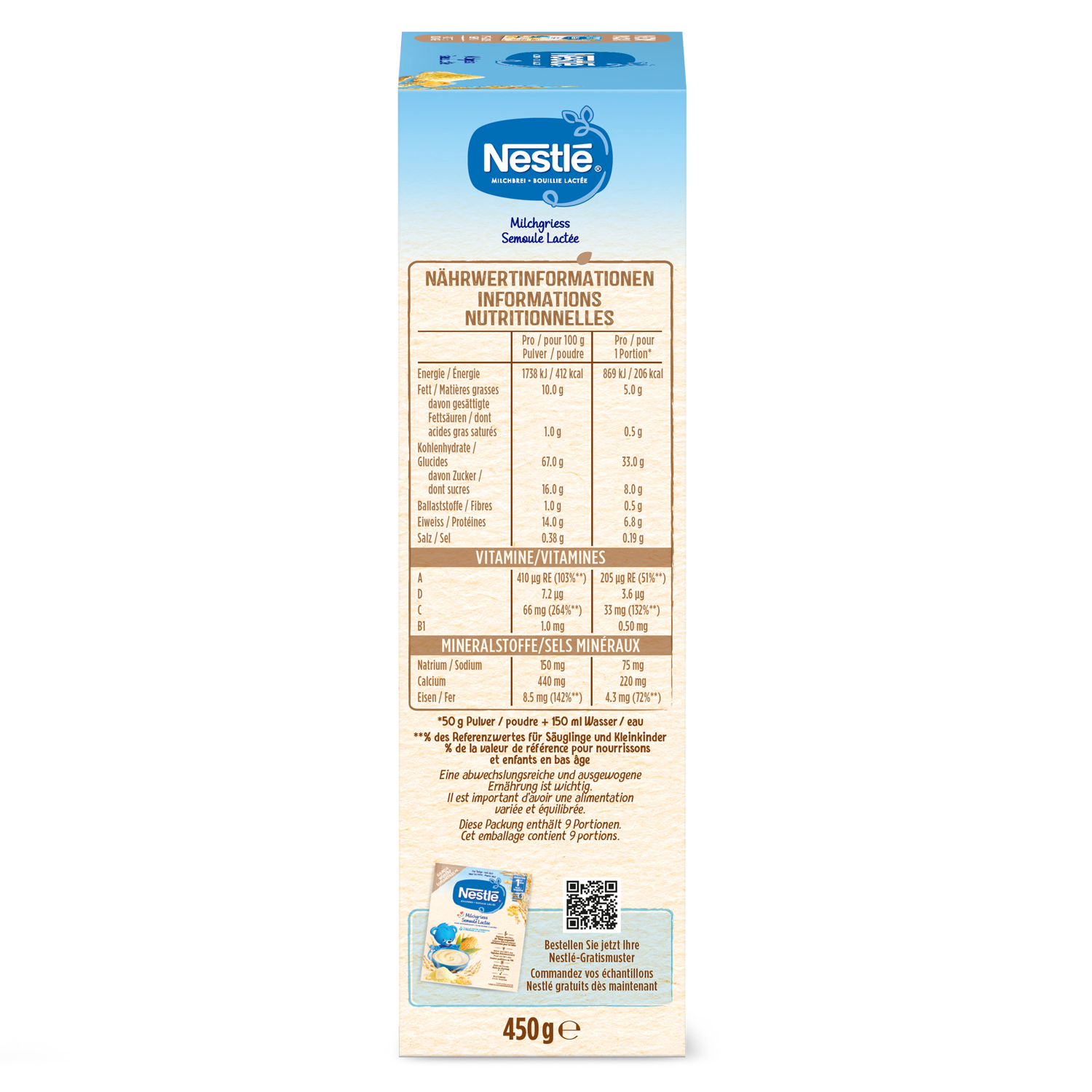 NESTLE Milchgriess Plv 6 Monate 450 g