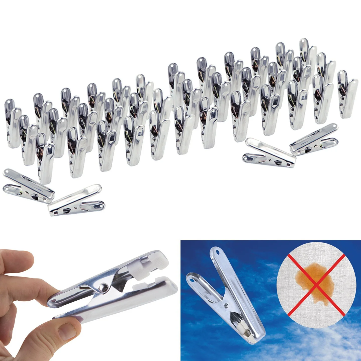 40 pinces à linge inox, pinces incassables, inusables, ne rouillent pas
