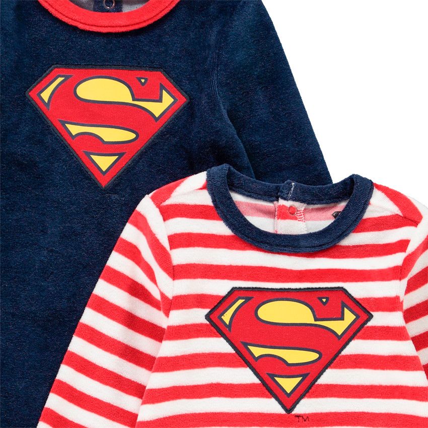 Lot de 2 dors-bien en velours Superman - Bleu marine