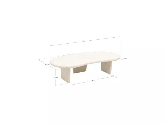 Table basse en microciment avec pieds en bois vieilli 120x30cm - BIMBA - DECOWOOD