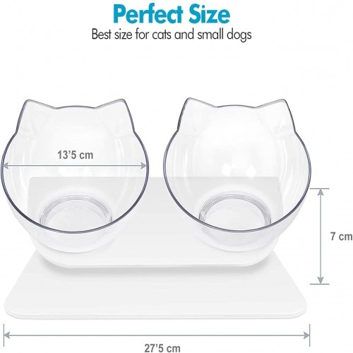 Comedouro transparente duplo inclinado e elevado Edipets para gatos