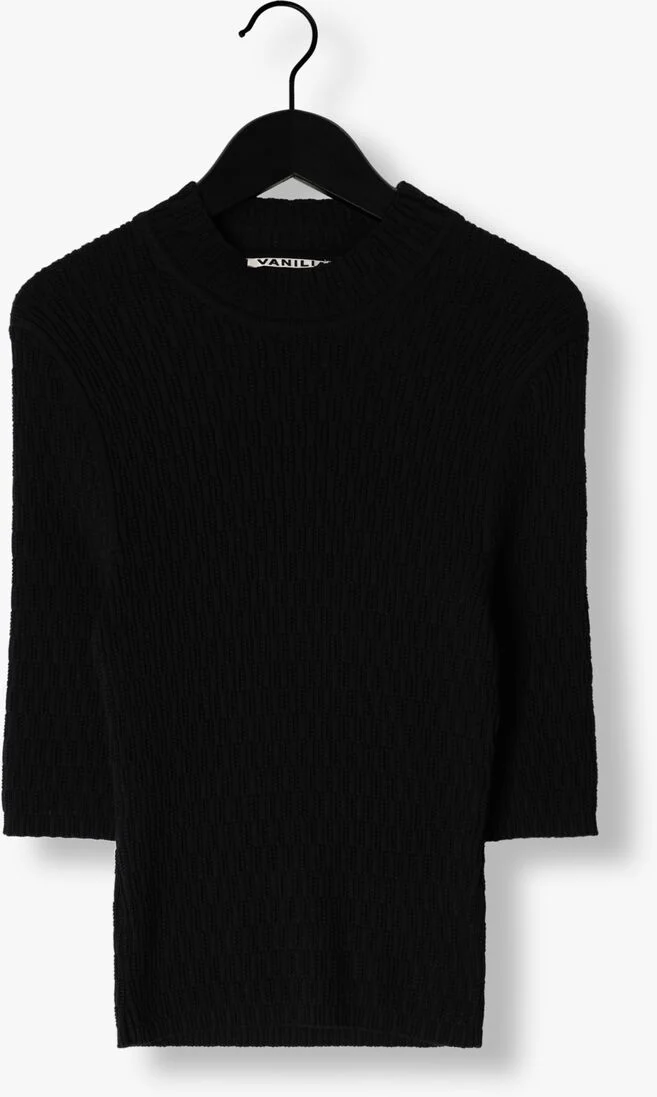 VANILIA zwarte vanilia trui top rib stitch