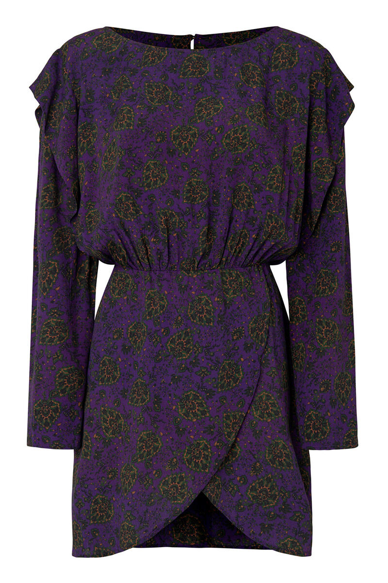 Vestido longo estampado de mangas compridas - Multicolorido
