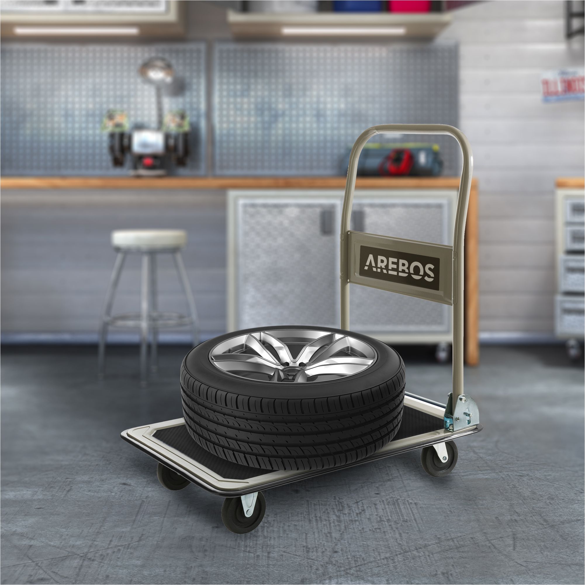 Plattformwagen 150kg schwarz-creme