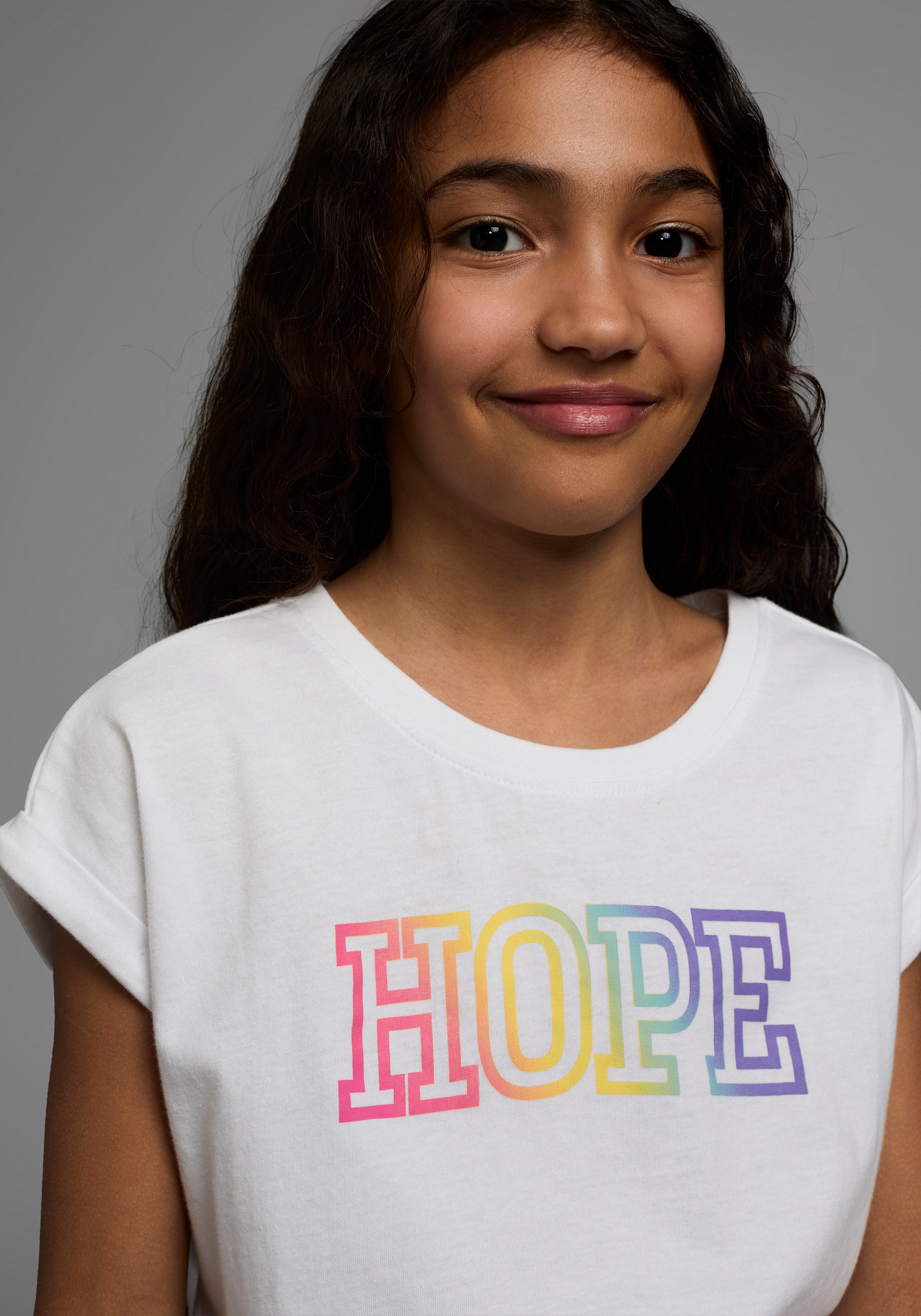 KIDSWORLD T-Shirt »Mit Print: HOPE«, Kurzarm,  bequeme Passform,  mit Print,  Rundhalsausschnitt