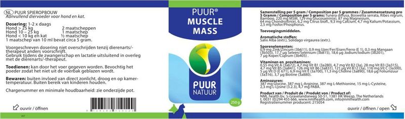 PUUR NATUUR | Puur Muscle Mass (spieropbouw) Hond & Kat