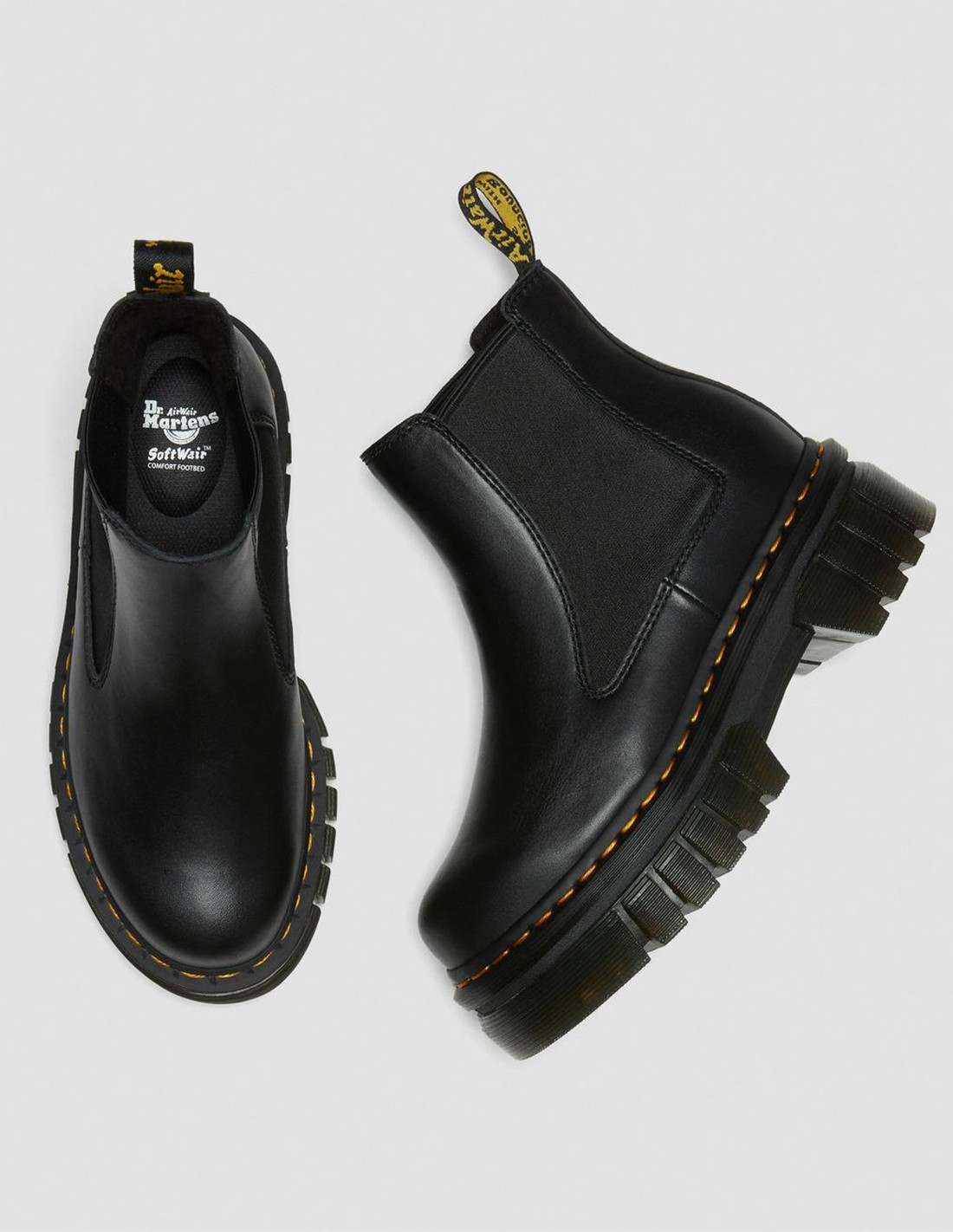 dr martens chelsea boots compensées femme audrick cuir noir
