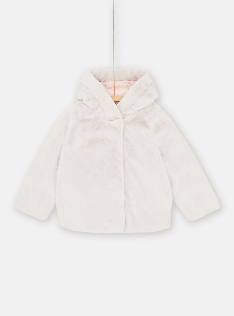 Parka rose et gris réversible pour fille