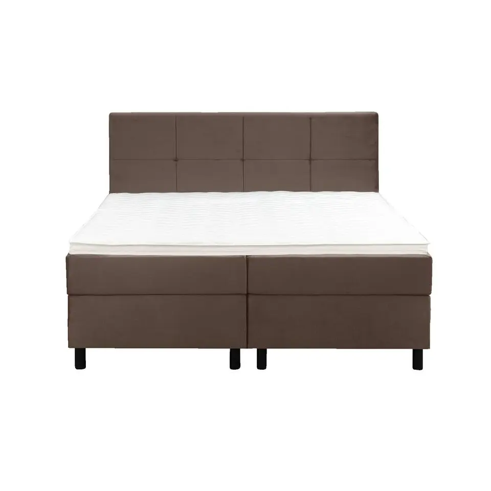 Boxspring Liv geblokt - bruin - 160x200 cm - ronde poot