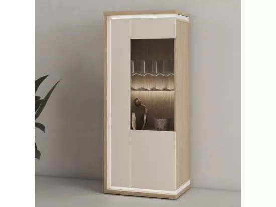Vaisselier 1 porte droite Iria Cachemire et Bois