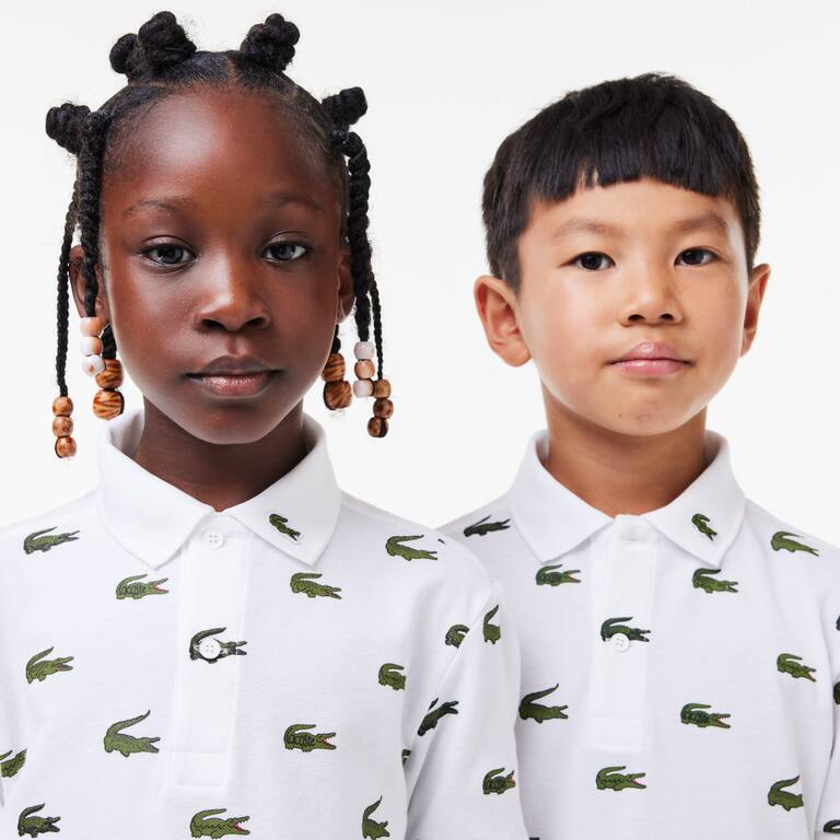 Polo avec imprimé signature en coton Polos - Blanc - Lacoste - Enfant