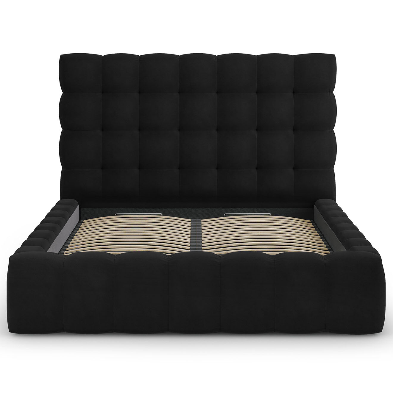Cosmopolitan Design Lit avec coffre de rangement Bali Velours noir - 160x200 cm