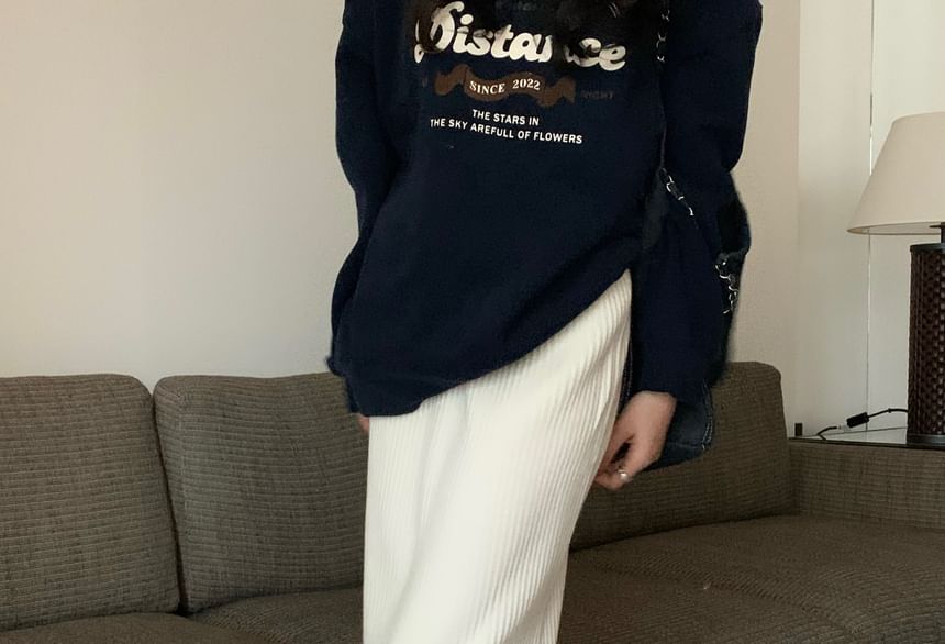 ZENME - Maxi-kokerrok met hoge taille en geribbelde breisels
