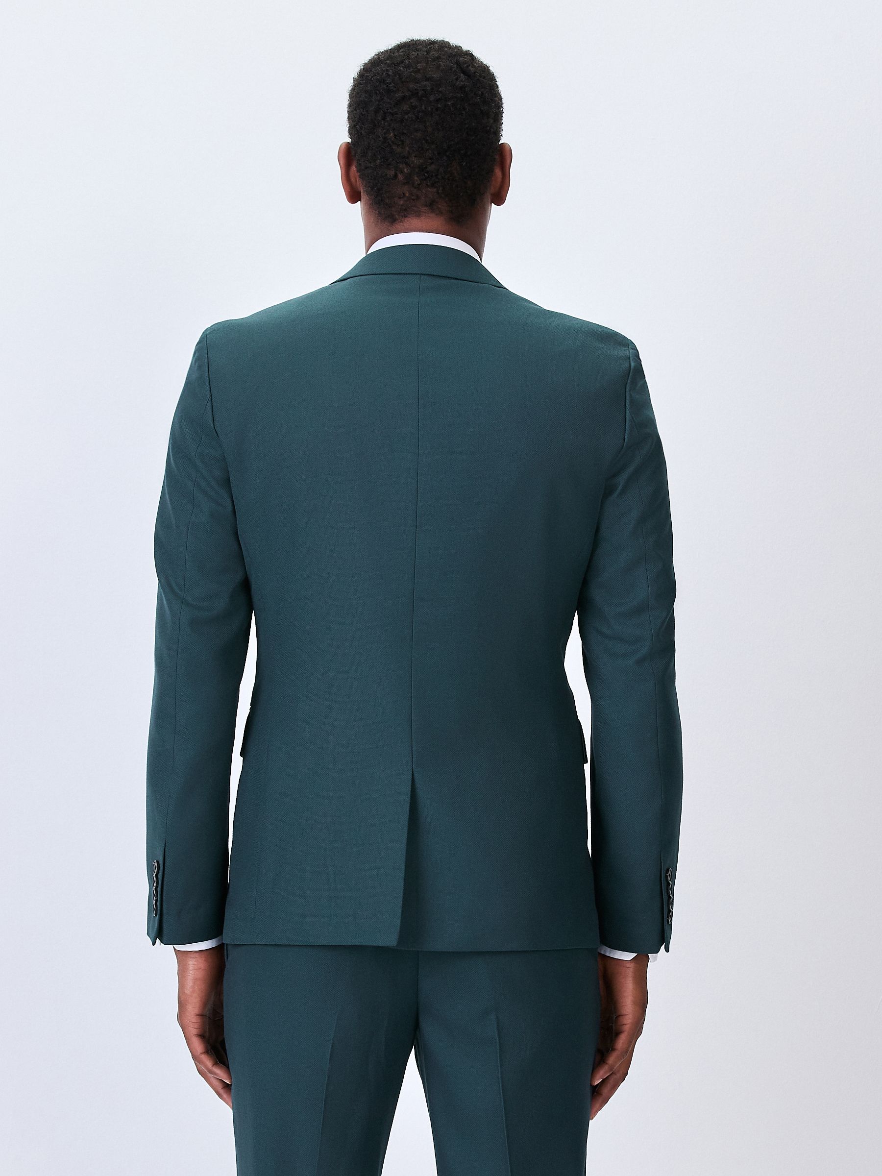 Blauwgroen - Slim Fit - Kostuum met textuur: colbert