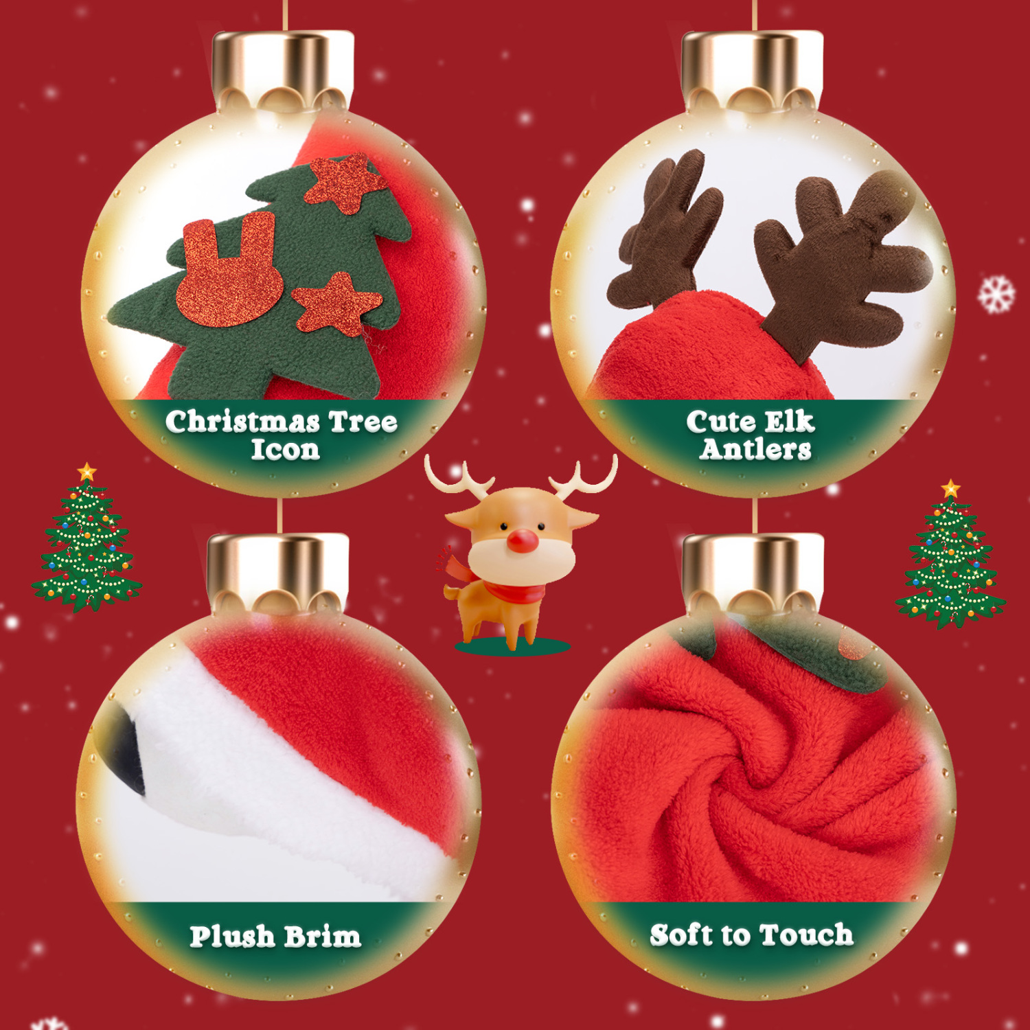 Nobleza - Roupa de Natal para Cães, Jaqueta com Capuz para Cães, Moletom com Capuz, Roupa Quente de Inverno e Outono para Animais de Estimação com Estampa de Rena, Casaco para Festa de Natal