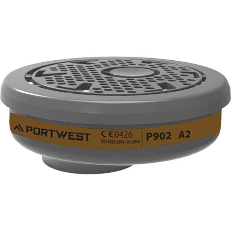 Portwest P902 Filtre à gaz A2 Connexion à baïonnette, noir - Lot de 6