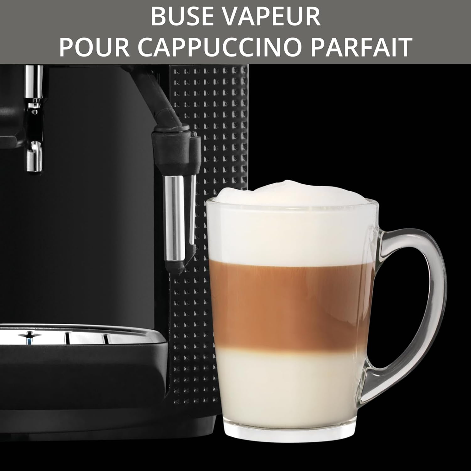 Krups Machine à café grain, 2 expressos simultanés, Ecran LCD, Cafetière espresso compacte, Nettoyage automatique, Buse vapeur pour Cappuccino, Essential noire YY8135FD, Noir