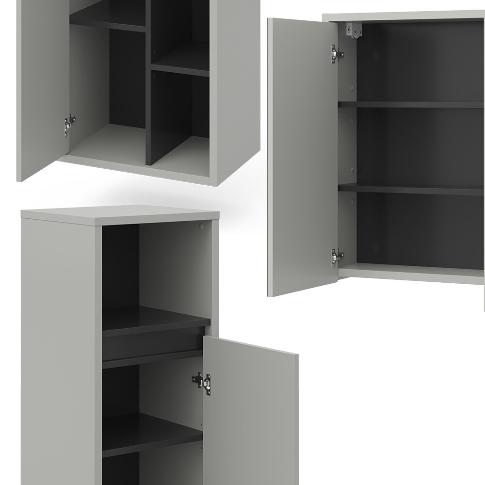 Vicco Badmöbel-Set Badezimmer-Möbel Bad-Schrank Viola Grau Anthrazit modern Badezimmerschrank Waschtischunterschrank Spiegelschrank Midischrank Hochschrank Schranktür Schrankfach Ablage Aufbewahrung