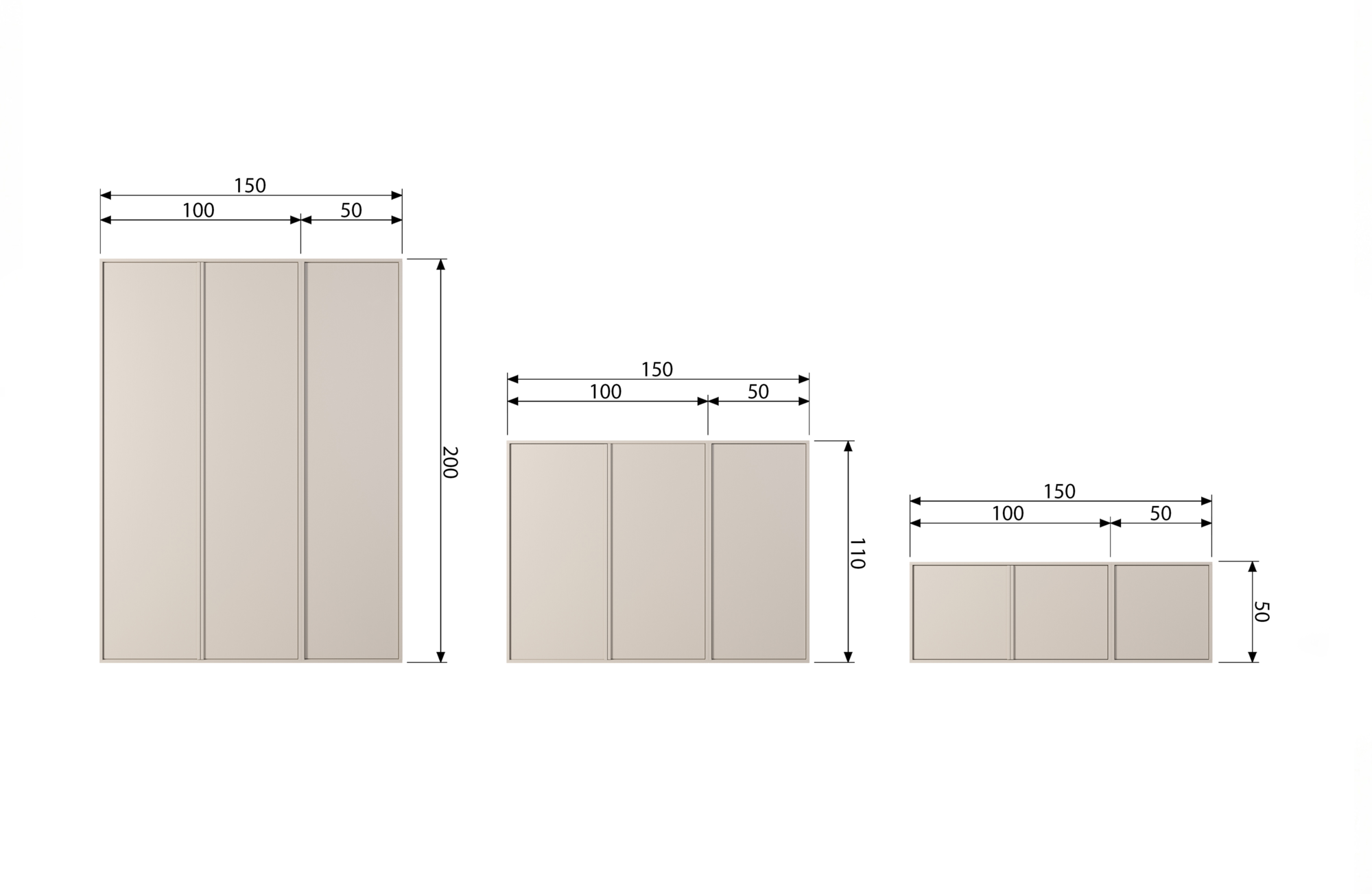 Daily Closet Double 110x100cm Grenen Dakargrau