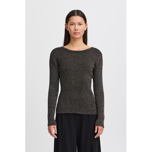 Ichi Cosimo Strikbluse, Black, XL