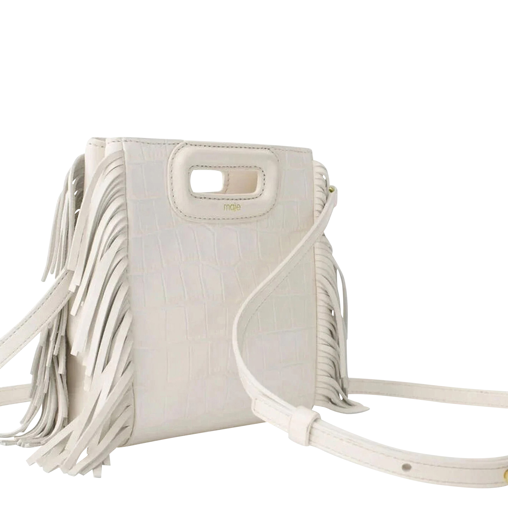M MINI - Sac bandoulière en cuir embossé croco | Blanc