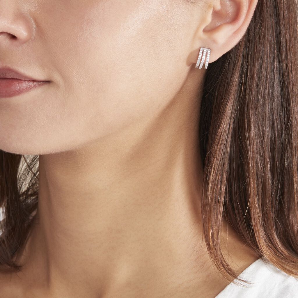 Boucles D'oreilles Pendantes Jachin Argent Blanc Oxyde De Zirconium