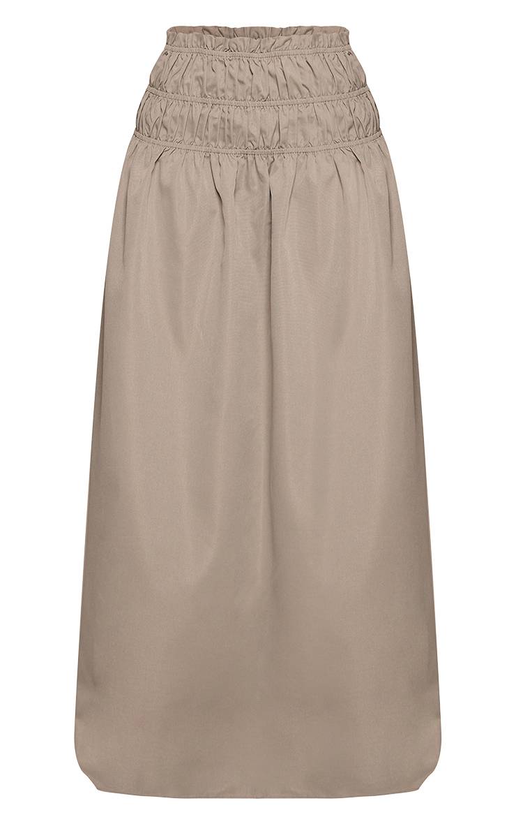 Kaki Ensemble Jupe Longue Tissée À Taille Froncée Et Ourlet À Volants Petite