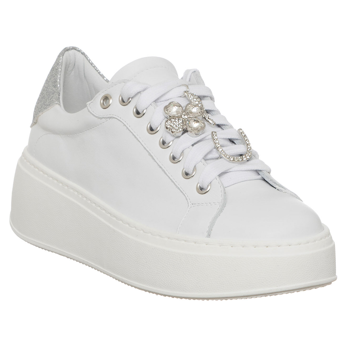 Loretta Pettinari Sneakers en Cuir Garance argentées