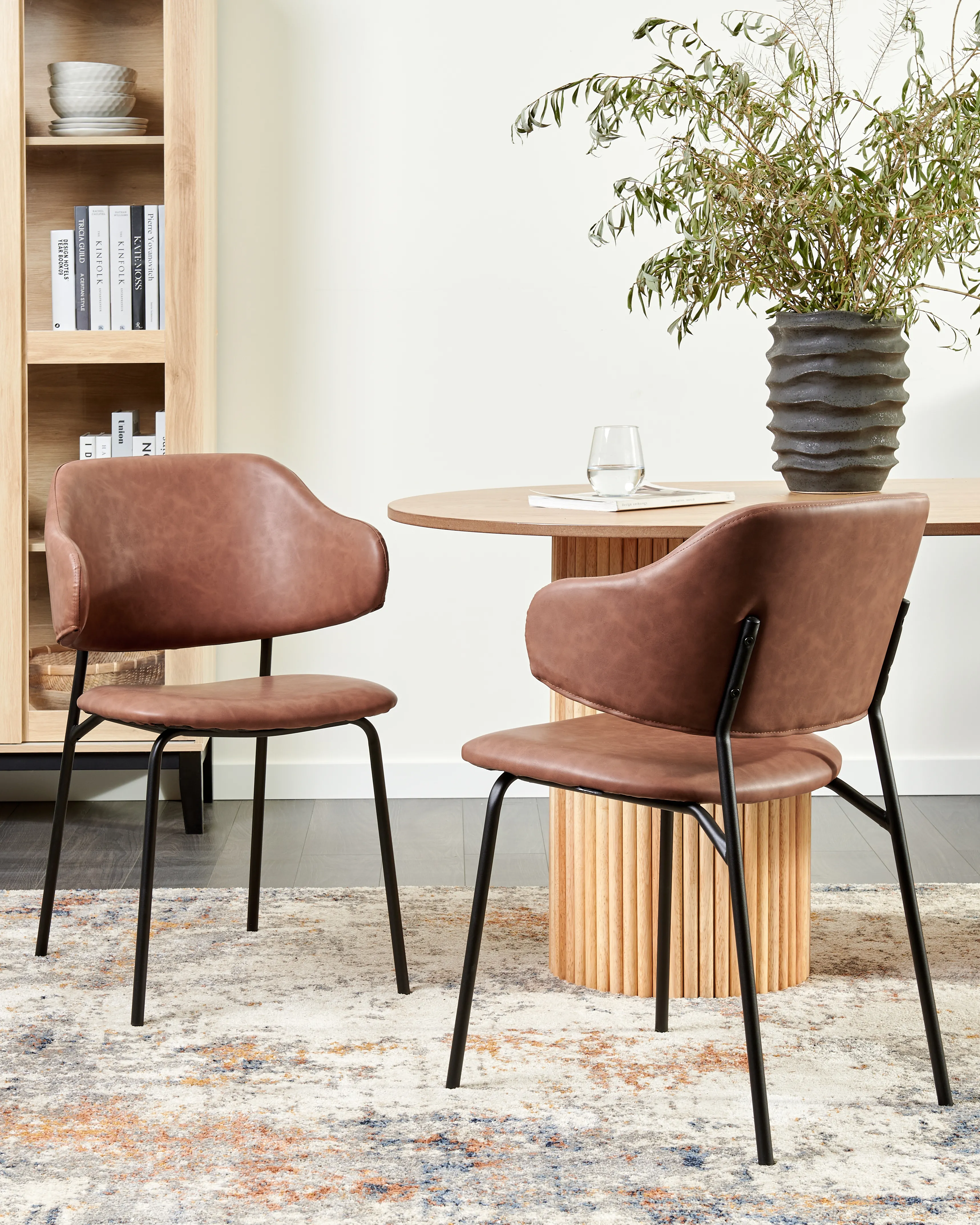 Set van 2 eetkamerstoelen KENAI Kunstleer Bruin