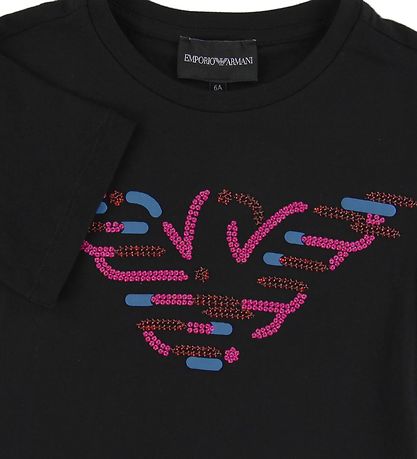 Emporio Armani T-Shirt - Schwarz m. Pailletten