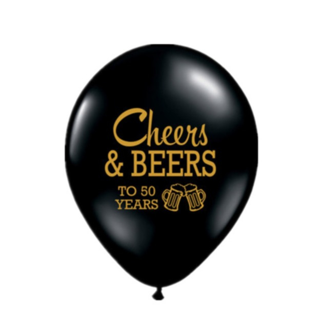 (10er Set) Geburtstags Latex Ballons Party Deko 50. Geburtstag Luftballons Cheers to 50 Years - Schwarz