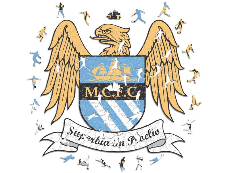 Iconic Puzzle Man City FC – Retro Logo Offizielles Holzpuzzle, Grösse M