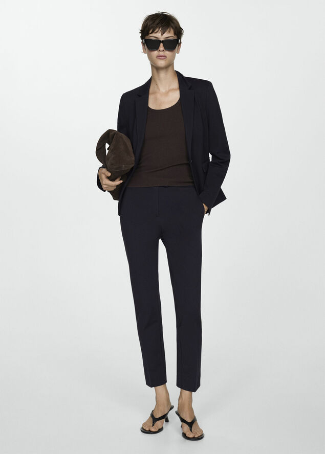 MANGO Suit jacket with pockets Navy