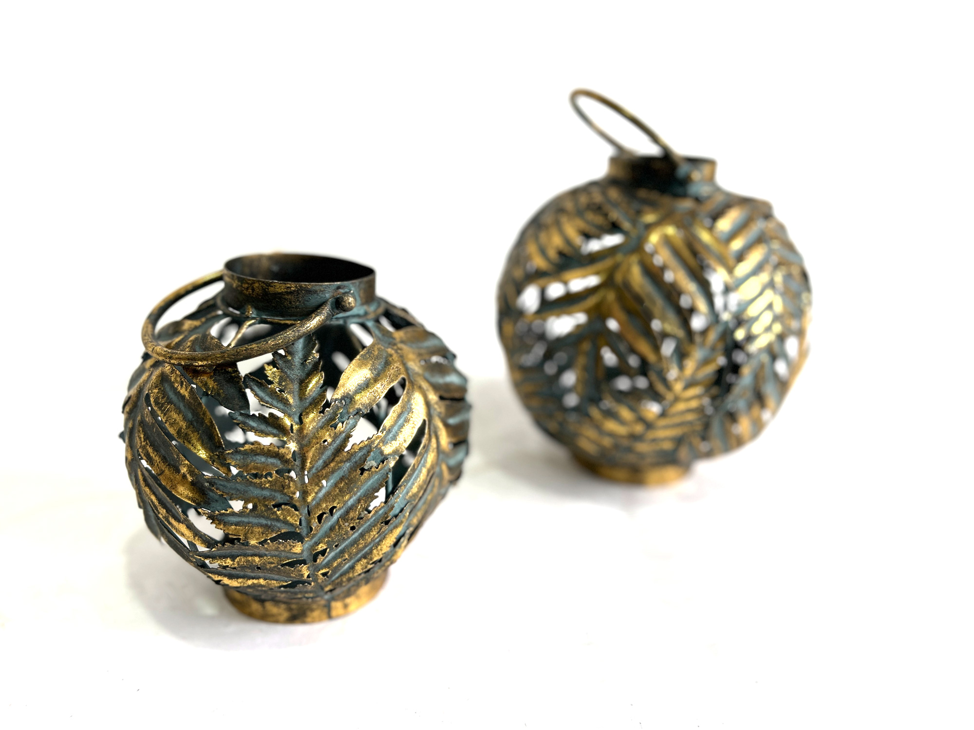 Laterne 'Fern', antik gold, Ø 20 cm, H 20 cm von fischer's lagerhaus