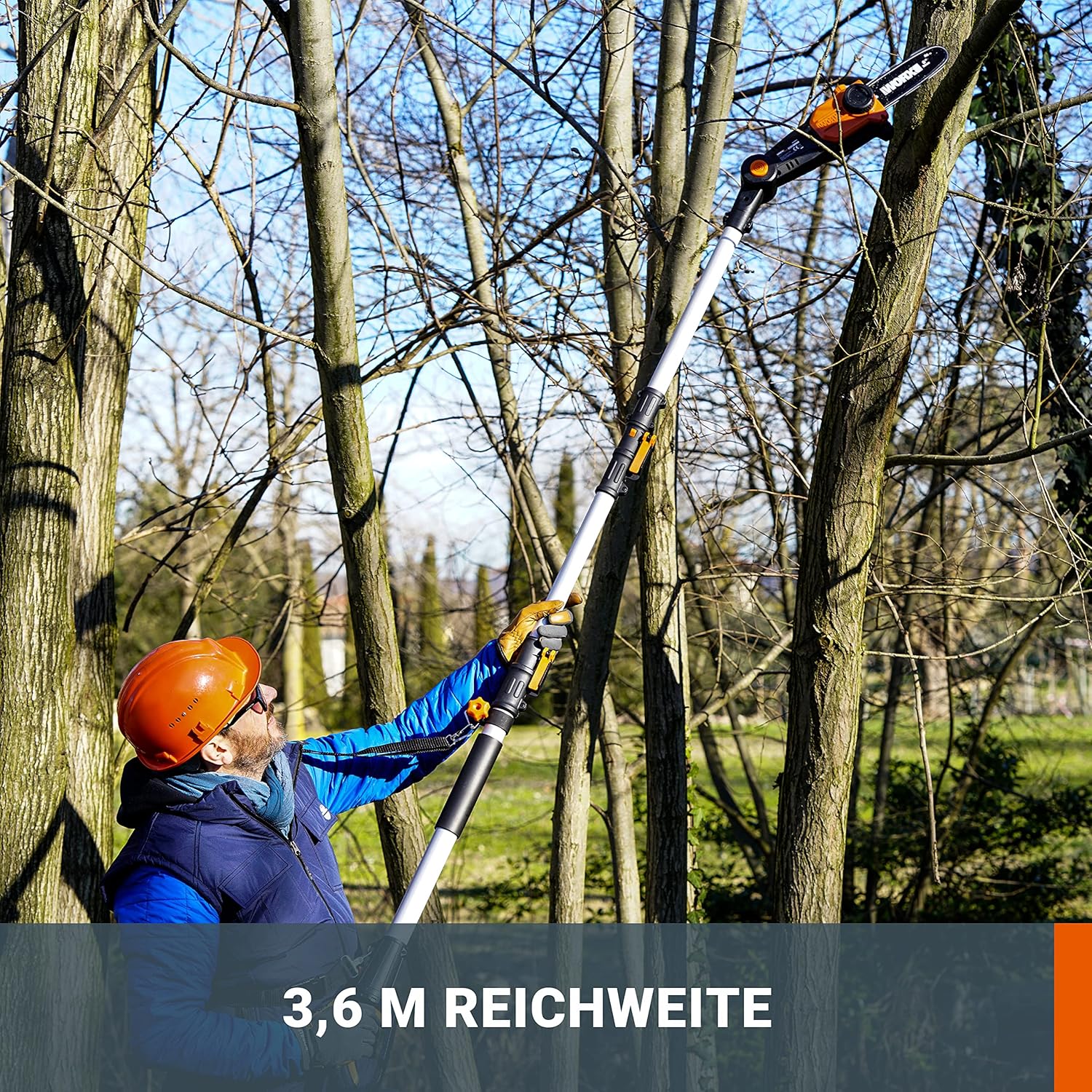 WORX Batteriebetrieben WG349E.9 Akku Teleskop-Hochentaster 20V - Praktische Kettensäge für Einsätze an schwer erreichbaren Stellen im Garten - Ohne Akku und Ladegerät, Schwarz
