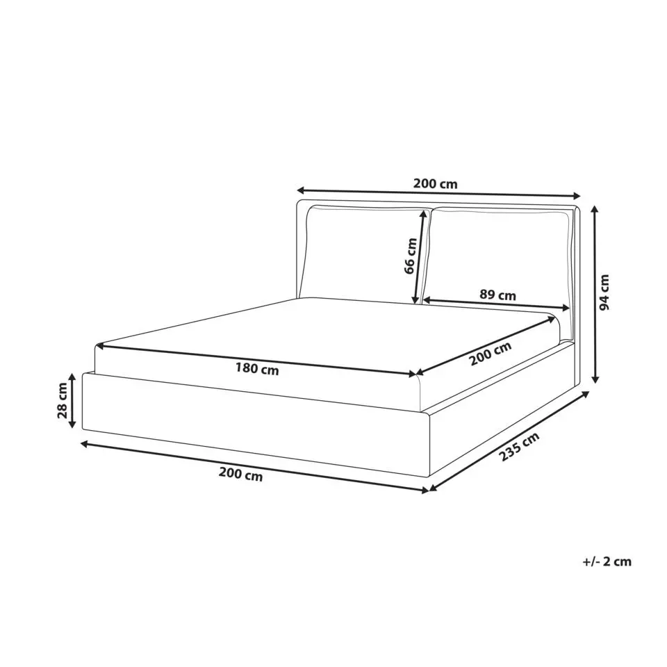 BAJONNA - Tweepersoonsbed - Lichtgrijs - 180 x 200 cm - Stof