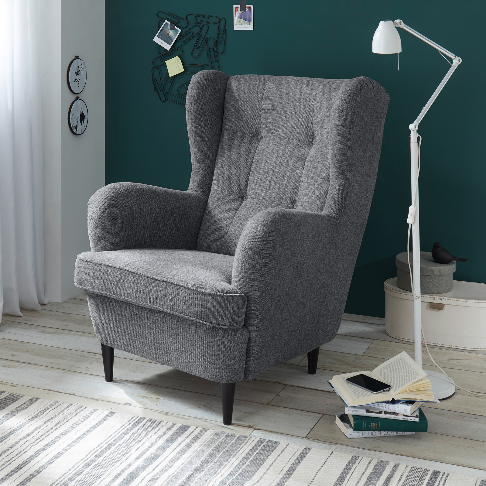 Ohrensessel - anthrazit - 78 cm breit