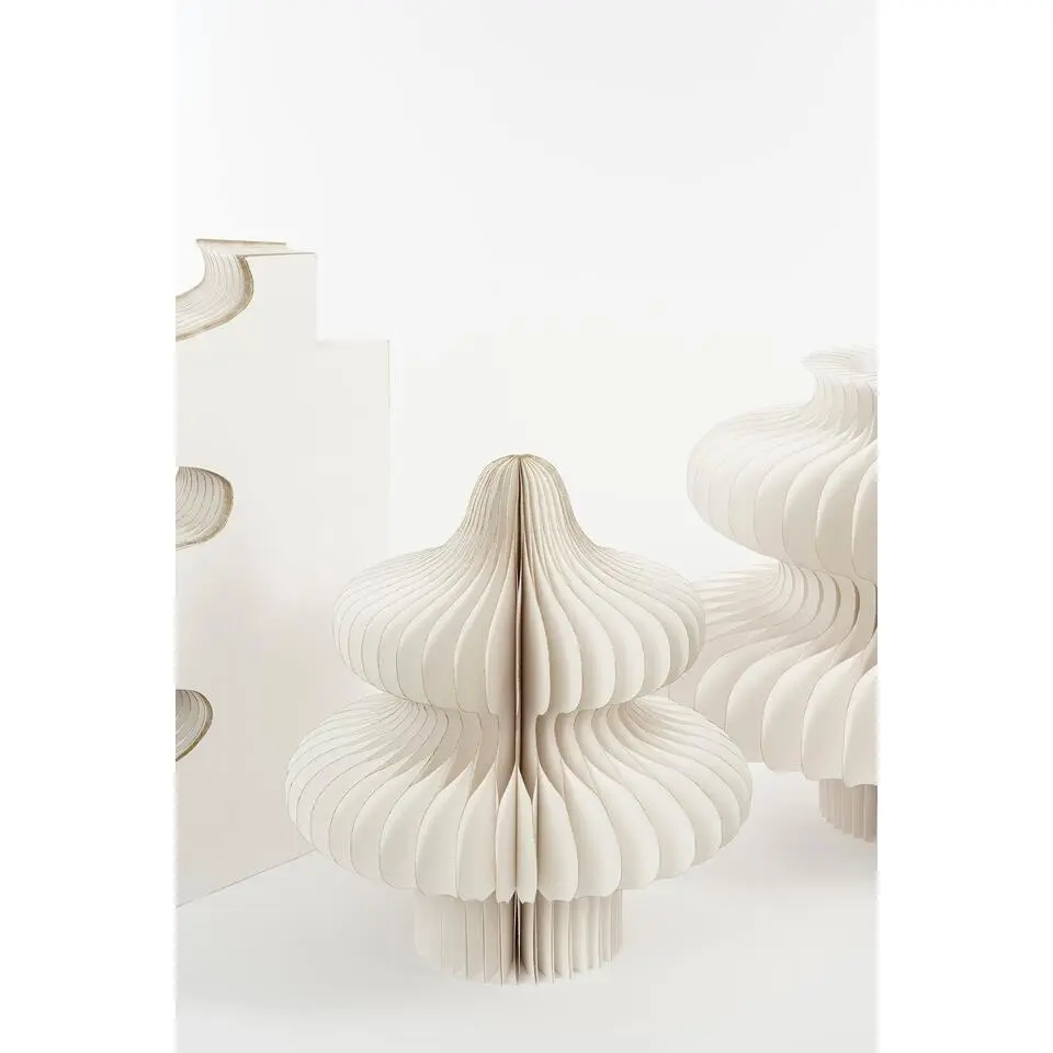 Mica Decorations Decoratie Kerstboom - H153 x Ø104 cm - Papier - Wit