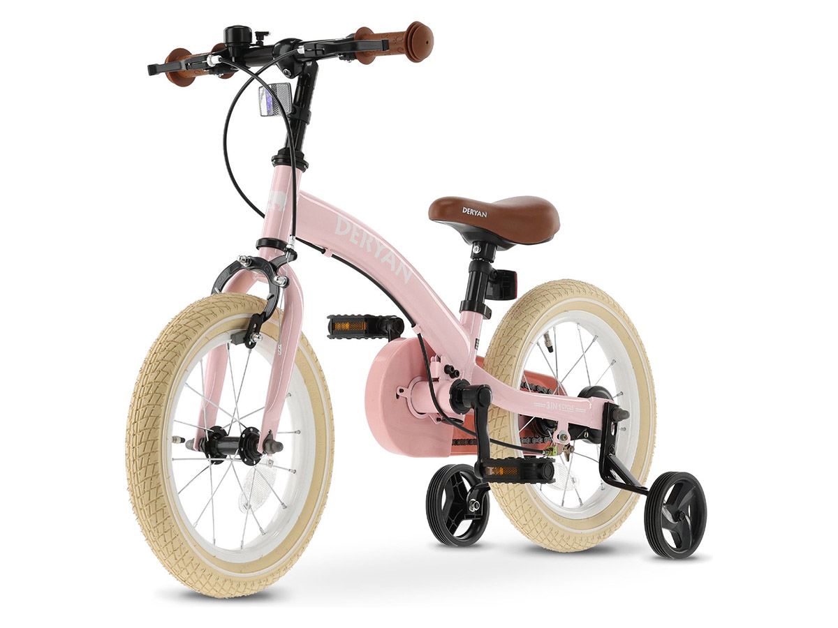 Deryan 14 inch Luxe 3-in-1 kinderfiets - Pink