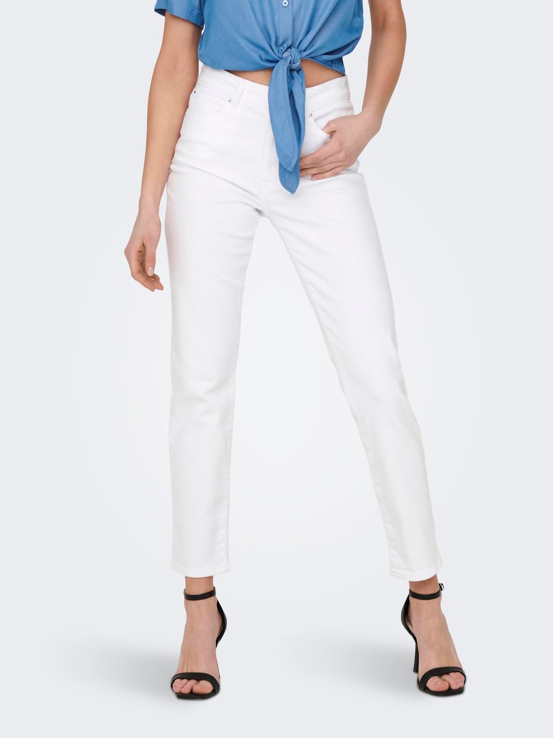 ONLEMILY Hohe Taille Gerade geschnitten Jeans White